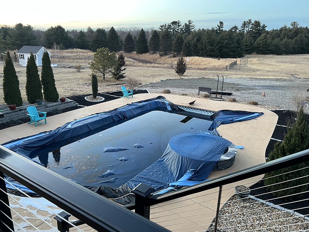 Bellingham, MA rectangle pool covered
